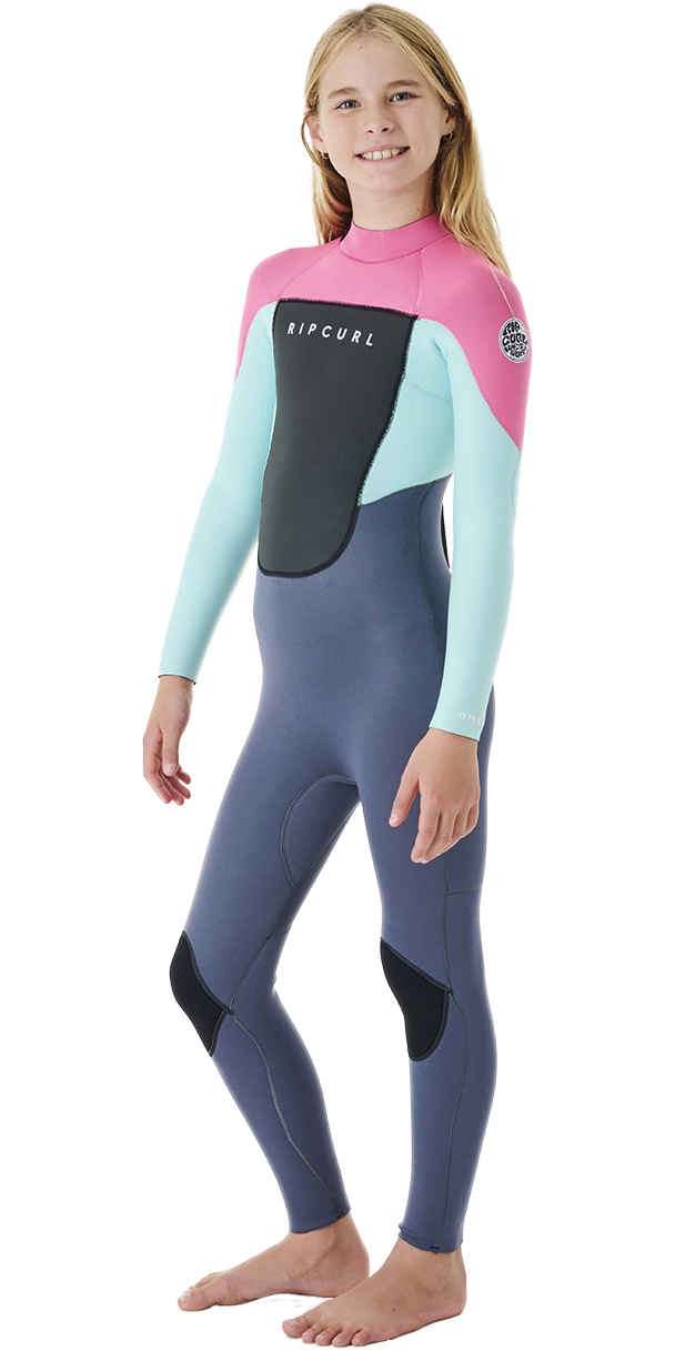 Rip Curl フルスーツ ブラック/ピンク Rip Curl Girls Omega 3/2mm E-Stitch Back Zip Wetsuit 115BFS